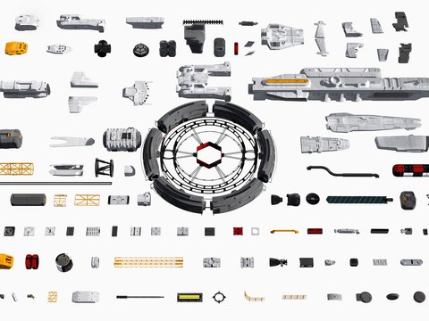 Modern Future Science Fiction Spaceship Parts