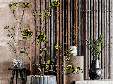 Chinese Round Potted Plant Screen