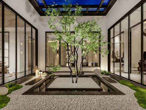 New Chinese Atrium Courtyard Free