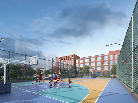 modern basketball court