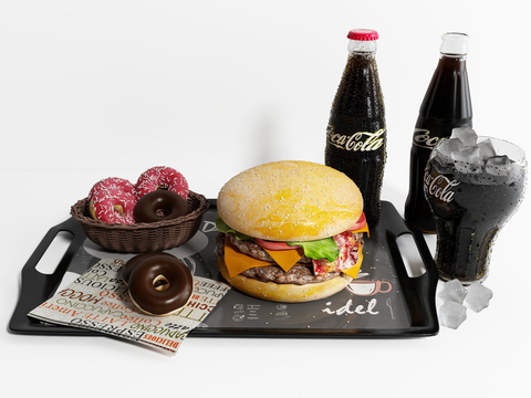 hamburger donut coke