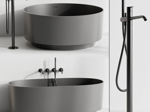 Modern dark gray Oval Bathtub Tub