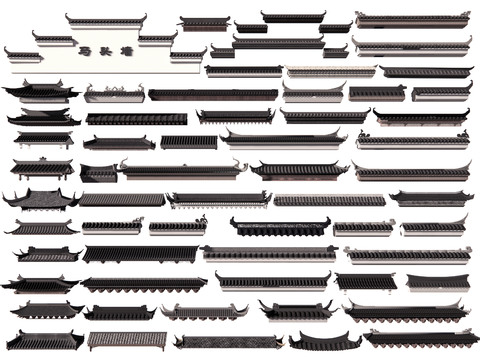 Chinese-style eaves, cornices, ridge, horse head wall tiles