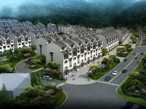 new chinese residential building bird's eye view psd