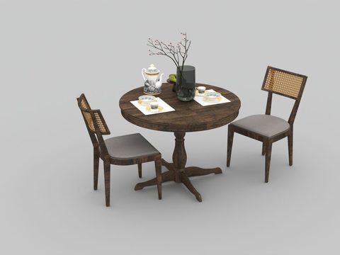 American simple solid wood mesh Coffee Tables and chairs for free