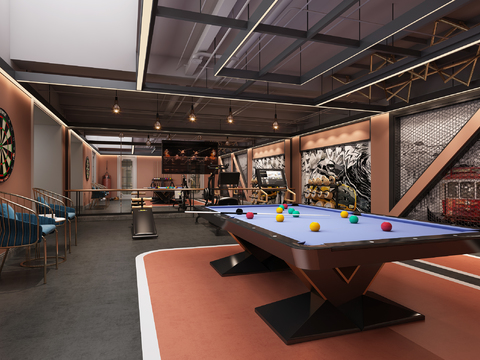 Industrial wind gym billiard room