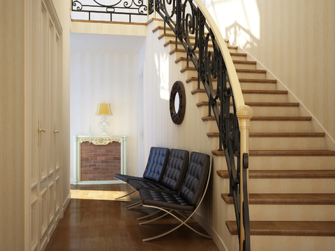 European-style Iron Stair Lounge Chair Combination