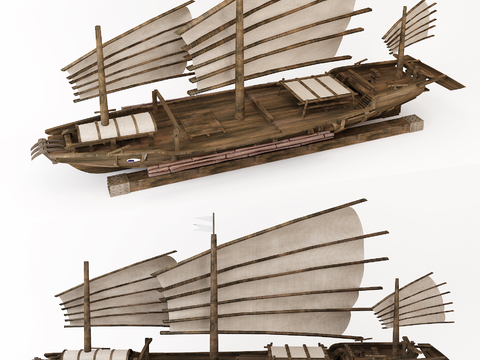 Chinese-style solid wood sailboat