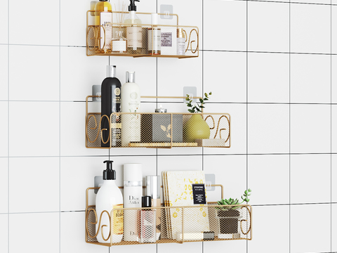 Modern bathroom ledge toiletries