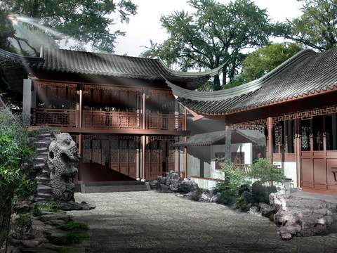 Chinese Chinese Ancient Architecture appearance psd