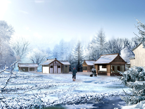 Modern Snow Park Landscape psd