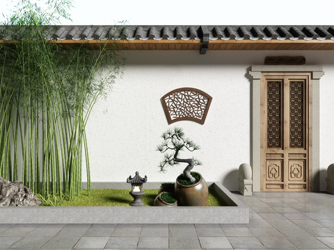 Neo-Chinese Style garden rockery bamboo landscape sketch