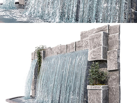 Modern Rock Waterfall Water Scenery