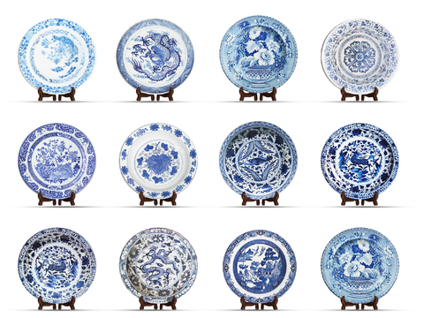 New Chinese-style Blue and White Porcelain Porcelain Plate