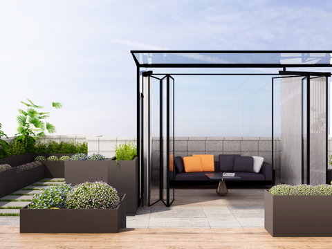 Modern rooftop sun garden