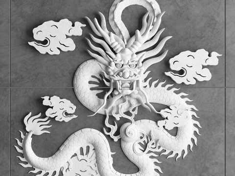 Chinese Stone Dragon Relief