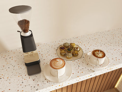 Afternoon Tea Coffee Machine Coffee Bean Flower Coffee Dessert