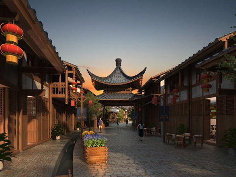 Chinese Ancient Town Commercial Street