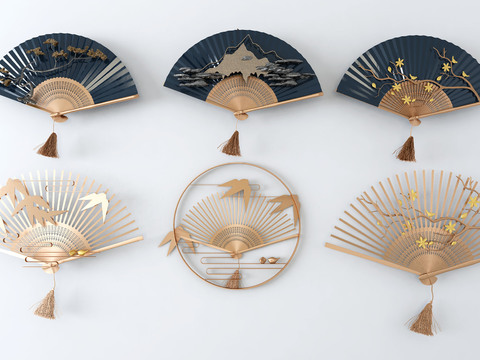 Neo-Chinese Style fan wall pendant