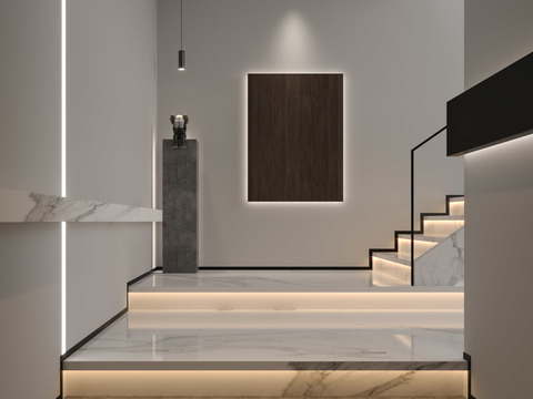 Modern minimalist aisle stairwell