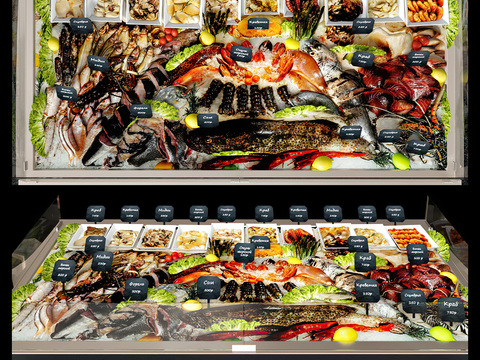 Modern supermarket fresh seafood preservation cabinet