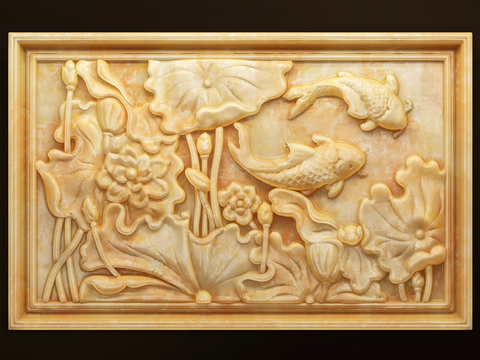 Chinese Jade Lotus Relief