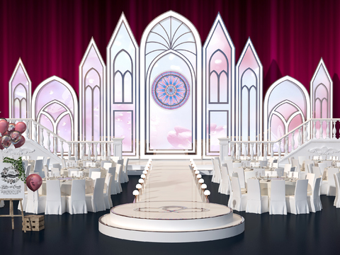 Modern Hotel Wedding Stage Banquet