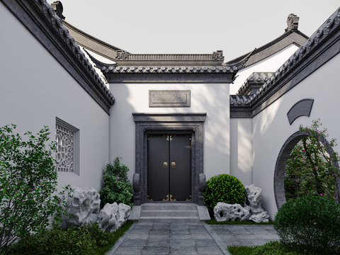 Chinese style villa door front