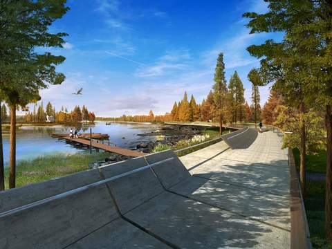 modern road wetland landscape psd