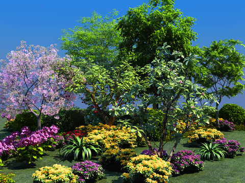 Modern Flowers and Trees Gardening Landscape