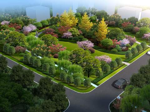 modern park garden bird's eye psd