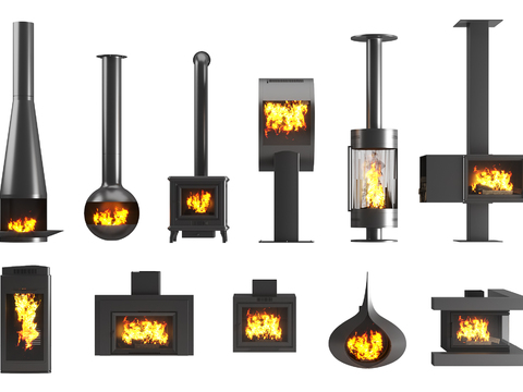 Industrial-style wrought iron fireplace