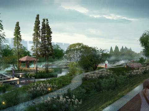 Modern Wetland Park Garden psd