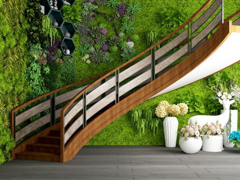 Natural wind staircase plant wall ornaments combination