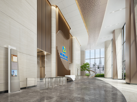 Front Desk in Lobby of Modern Office Building