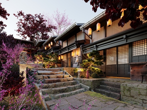 Japanese-style homestay exterior night view