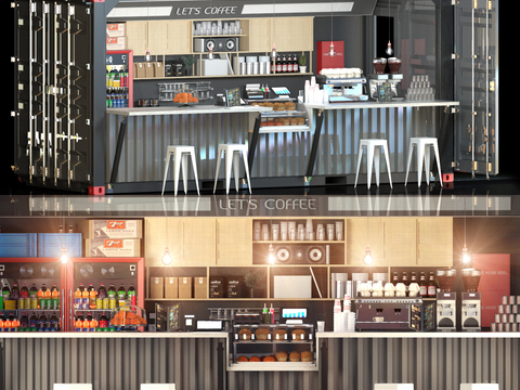 Modern Milk Tea Shop Bar Area