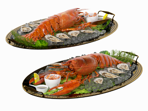 Gourmet Food Seafood Boston Lobster Raw Oysters