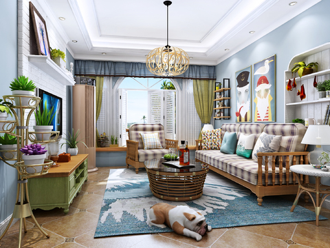 Mediterranean Living Room Dining Room