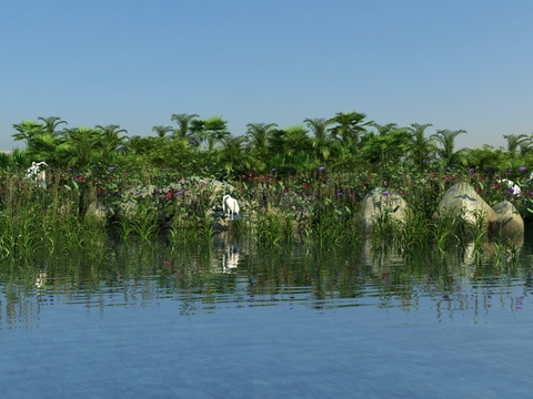 Modern Egret Wetland Landscape