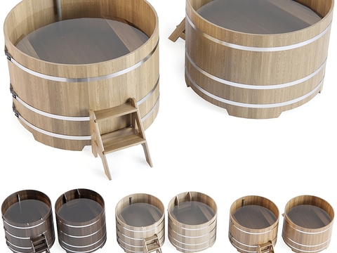 New Chinese-style Wooden Barrel Bathtub