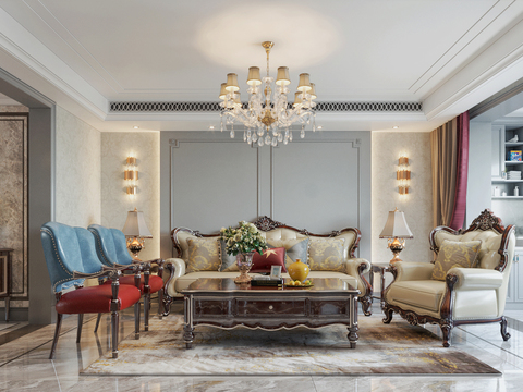 Neoclassical Style Living Room Dining Room