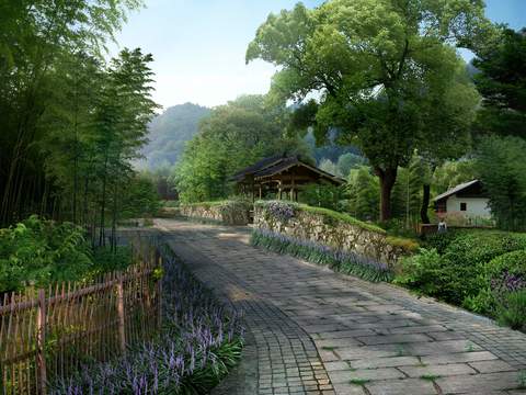 New Chinese Pastoral Landscape psd