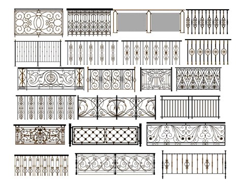 European-style wrought iron railing guardrail