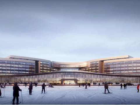 modern office building architectural appearance snow psd