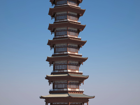 Chinese-style ancient building seven-story tower