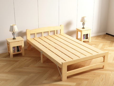 Wood frame bed solid wood bed