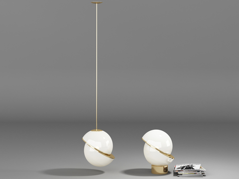 Modern hemispherical chandelier table lamp combination