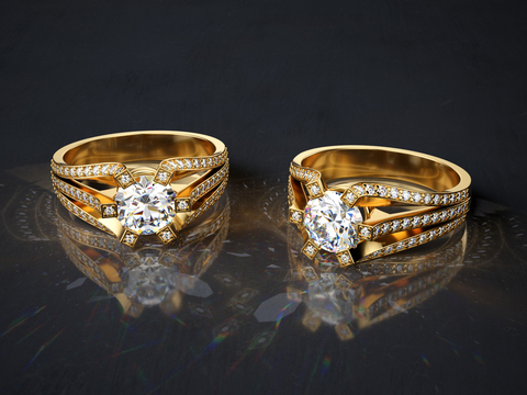 Modern Gold Diamond Ring Ring