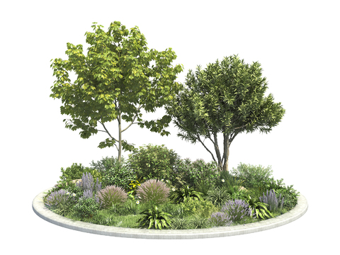 Modern bush plant pile landscape tree sketch